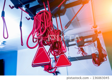 Physiotherapy. Suspension training therapy equipment. Suspension-based exercise Physiotherapy. Suspension training therapy equipment. Suspension-based exercise 136863045
