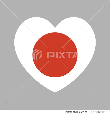 Flag of Japan icon in heart shape. Japanese flag heart button. Flag flat badge. Flag of Japan icon in heart shape. Japanese flag heart button. Flag flat badge. 136864058
