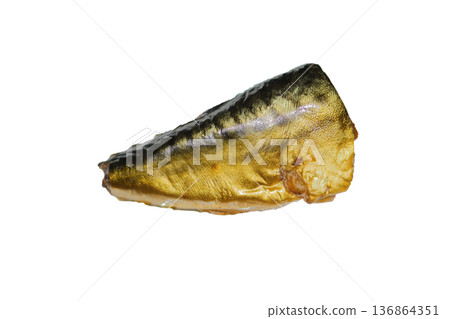 A piece of cold smoked mackerel fish on a white background in isolation A piece of cold smoked mackerel fish on a white background in isolation 136864351