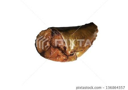 A piece of cold smoked mackerel fish on a white background in isolation A piece of cold smoked mackerel fish on a white background in isolation 136864357