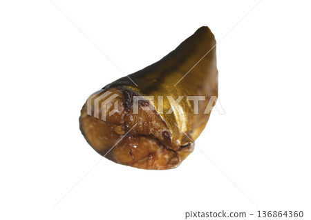 A piece of cold smoked mackerel fish on a white background in isolation 136864360