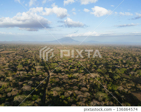Mombacho volcano on blue sky background 136864574