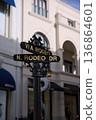 Via Rodeo and N Rodeo Dr street sign in Beverly Hills California 136864601