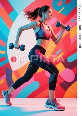 健身女性活力四射运动瞬间 136864640