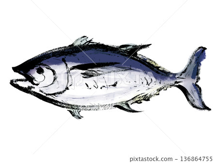 Japanese-style brush-drawn illustration of tuna Japanese-style brush-drawn illustration of tuna 136864755