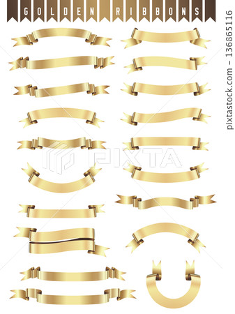 各式各樣的金色絲帶 各式各樣的金色絲帶 136865116