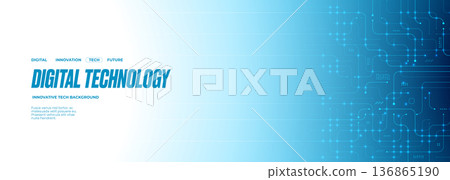 Tech banner with flowing lines and circuit patterns.  136865190