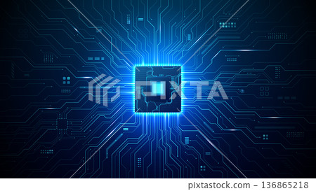 Futuristic CPU architecture with intricate pathways 136865218