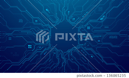 Digital circuit board background with glowing blue data patterns Digital circuit board background with glowing blue data patterns 136865235