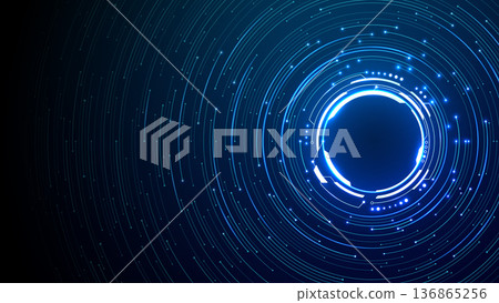 Luminous HUD interface over microchip surface. 136865256