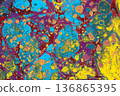 Abstract Ebru marbling art background with swirling liquid ink texture 136865395