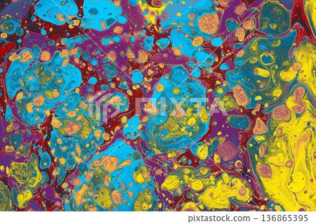 Abstract Ebru marbling art background with swirling liquid ink texture Abstract Ebru marbling art background with swirling liquid ink texture 136865395