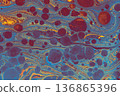 Fluid Ebru marbling background with flowing liquid paint patterns 136865396