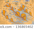 Soft pastel floral Ebru marbling texture with elegant tulip patterns and liquid ink 136865402