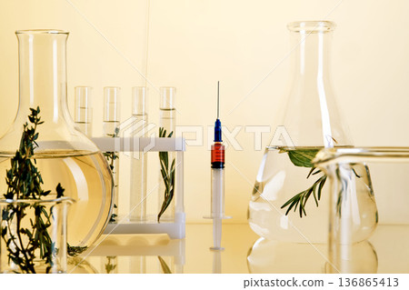 Natural herbal medicine research in a lab setting 136865413