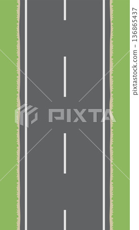 從正上方俯視穿過草原的道路插圖_無縫_16:9 136865437