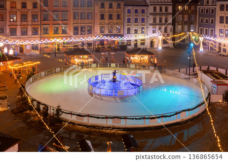 Christmas Ice Rink Old Town Square Warsaw Poland Christmas Ice Rink Old Town Square Warsaw Poland 136865654