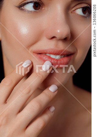Beauty Close Up of Woman Lips and Nails 136866208