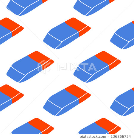 Seamless pattern with blue and red eraser. Back to school print. 136866734