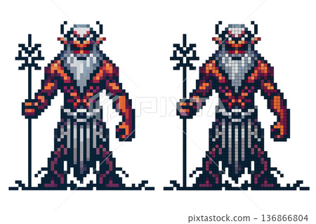 An ancient Greek god standing in a menacing pose against a white background An ancient Greek god standing in a menacing pose against a white background 136866804