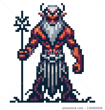 An ancient Greek god standing in a menacing pose against a white background An ancient Greek god standing in a menacing pose against a white background 136866808