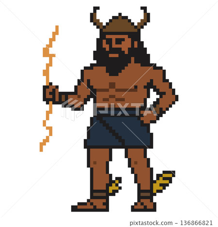 Zeus holding a lightning bolt in a pixel art style, depicted in a playful manner, inspired by classic video games and mythology themes Zeus holding a lightning bolt in a pixel art style, depicted in a playful manner, inspired by classic video games and mythology themes 136866821