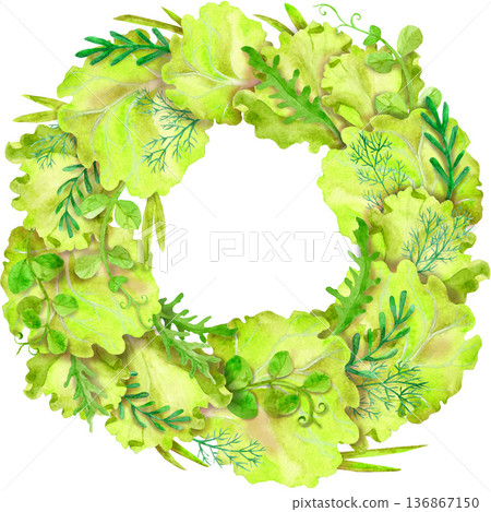 Wreath of greens, fragrant herbs 136867150