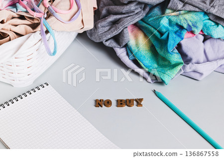 Clearing space and life of excess, sorting clothes concept 136867558