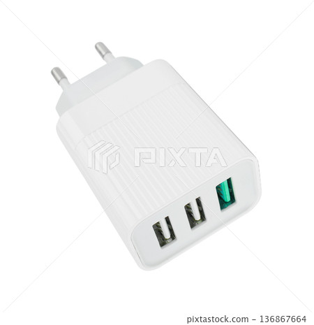 power adapter for phone tablet, on white background power adapter for phone tablet, on white background 136867664