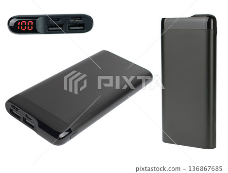 portable charger for phone, gadget for phone tablet, on white background 136867685
