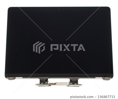 body parts for a laptop, a screen assembly for a laptop, a spare part for a computer, on a white background in isolation body parts for a laptop, a screen assembly for a laptop, a spare part for a computer, on a white background in isolation 136867715