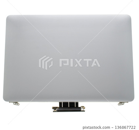 body parts for a laptop, a screen assembly for a laptop, a spare part for a computer, on a white background in isolation body parts for a laptop, a screen assembly for a laptop, a spare part for a computer, on a white background in isolation 136867722