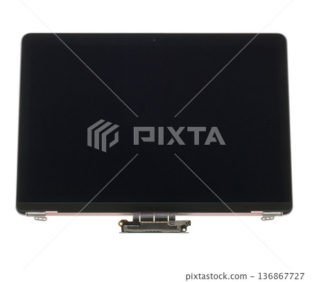 body parts for a laptop, a screen assembly for a laptop, a spare part for a computer, on a white background in isolation body parts for a laptop, a screen assembly for a laptop, a spare part for a computer, on a white background in isolation 136867727
