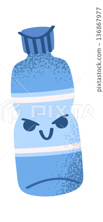 Plastic water bottle creepy face 136867977