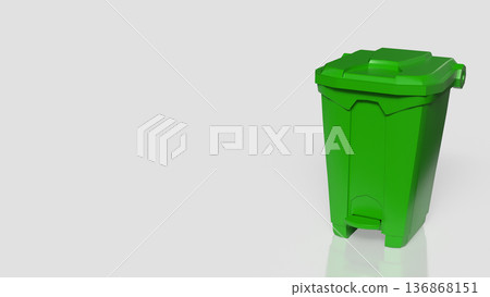 Green Recycling Bin Isolated on White Background 3d render. Green Recycling Bin Isolated on White Background 3d render. 136868151