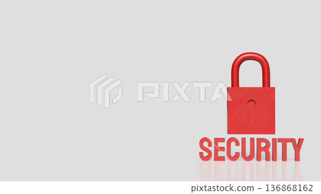 Red Padlock Security Concept on White Background 3d render. Red Padlock Security Concept on White Background 3d render. 136868162