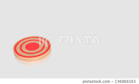 Wooden Target Board with Red Bullseye Concept 3d render. Wooden Target Board with Red Bullseye Concept 3d render. 136868163