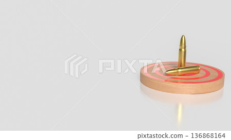 Bullets on Target Board Symbolizing Precision Aim 3d render. Bullets on Target Board Symbolizing Precision Aim 3d render. 136868164