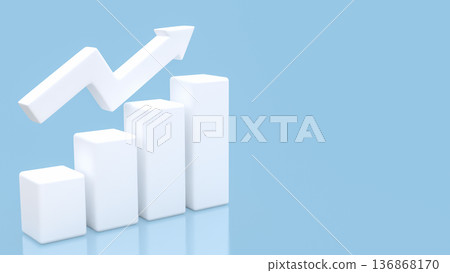 Rising Bar Chart with Upward Arrow Growth Concept 3d render. 136868170