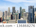 Urban downtown district cityscape featuring high rise commercial buildings and corporate architecture in Singapore CBD 136868276