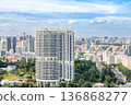 Modern developing residential district with tall skyscrapers and green park in the foreground, Singapore city 136868277
