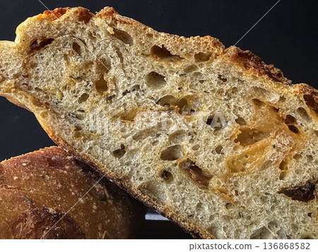 Artisan Sourdough Bread Crumb Texture Close Up 136868582