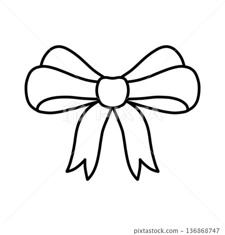 Doodle bow, outline decorative element, simple hand drawn silhouette Doodle bow, outline decorative element, simple hand drawn silhouette 136868747
