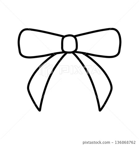 Doodle bow, outline decorative element, simple hand drawn silhouette 136868762