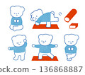 Illustration set of polar bear doing yoga and stretching Health Home training 136868887