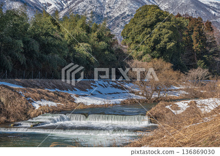 初春時節，滋賀縣高島市的千內川 136869030