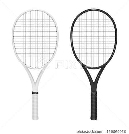 Vector 3d Tennis Rackets Set Isolated. Simple Classic Minimalistic Tennis Racquets. Sports Equipment for Training and Match. Court Game Gear. Realistic Vector Illustration Vector 3d Tennis Rackets Set Isolated. Simple Classic Minimalistic Tennis Racquets. Sports Equipment for Training and Match. Court Game Gear. Realistic Vector Illustration 136869058