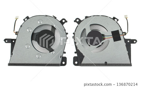Laptop fan, active cooling for laptop, isolated on white background Laptop fan, active cooling for laptop, isolated on white background 136870214