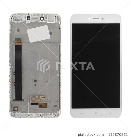 Phone screen, spare part for phone, on a white background 136870261