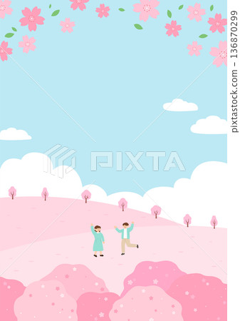 Vector illustration people in spring park. 136870299